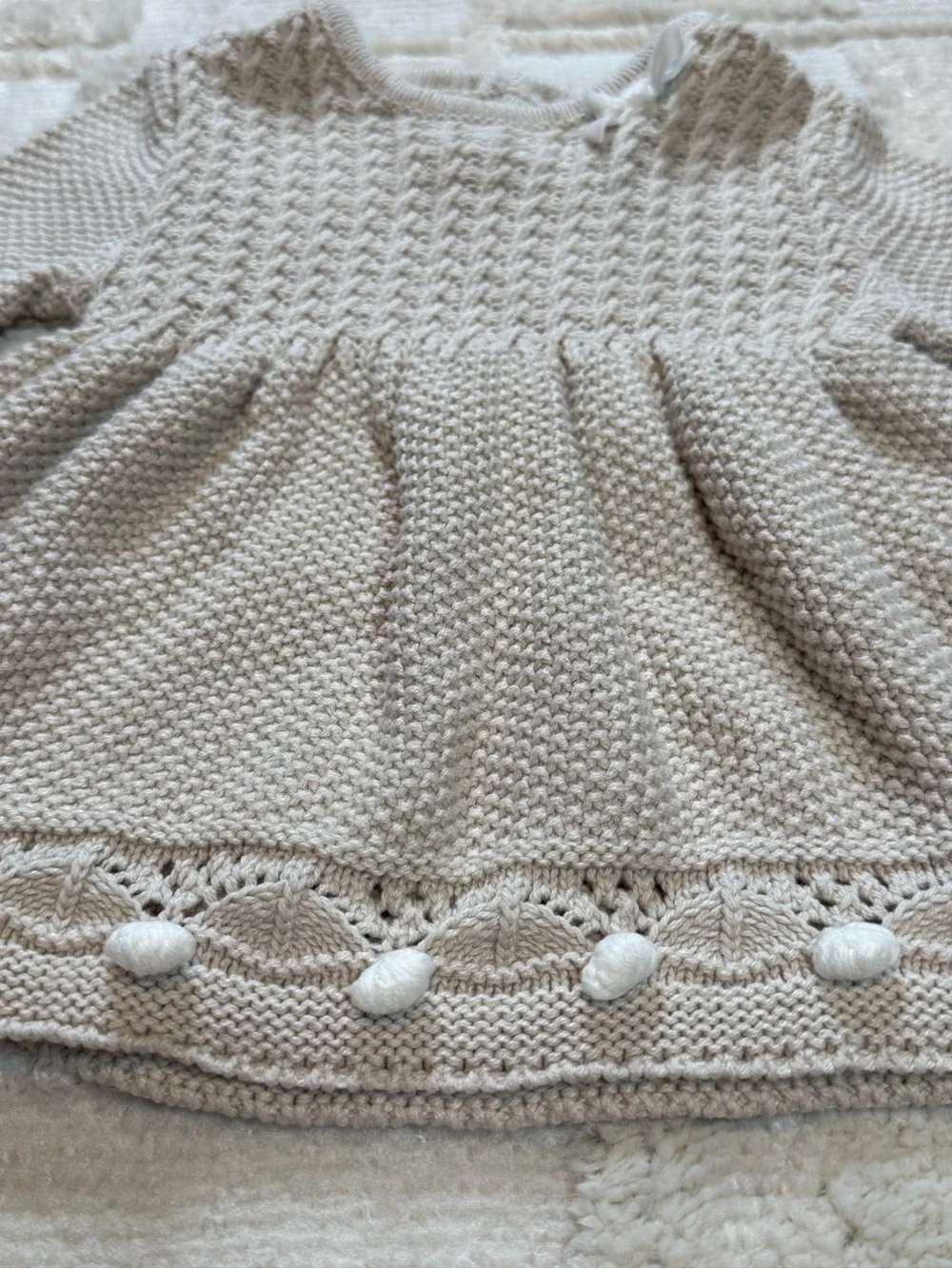 Cupcakes and Cashmere Knit Cream Longsleeve Dress Baby Size 6-9m